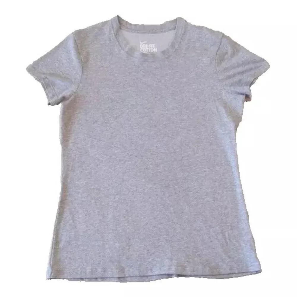 Nike Dri Fit Cotton Tee XL Gray Short Sleeves Crew Neck Swoosh Logo - Picture 5 of 7